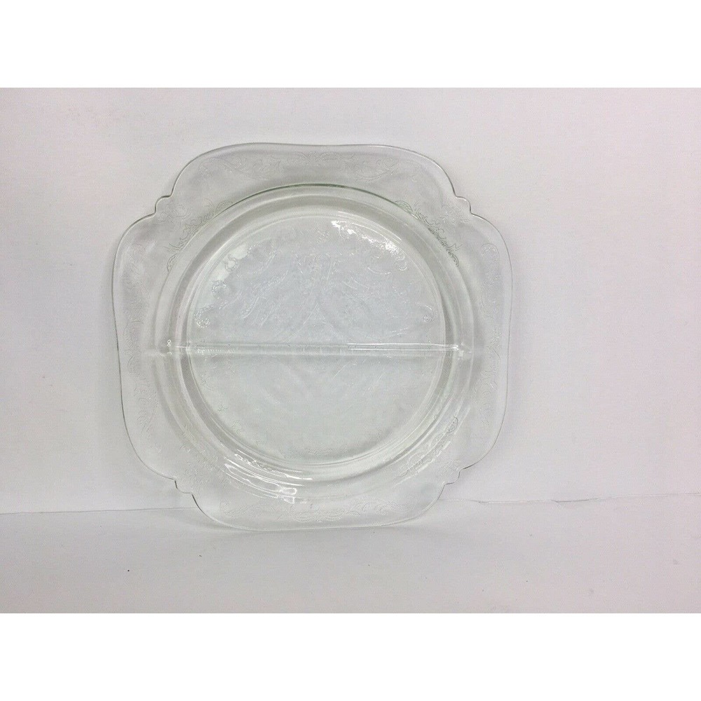 Four Indiana Depression Glass Clear Divided Plate
